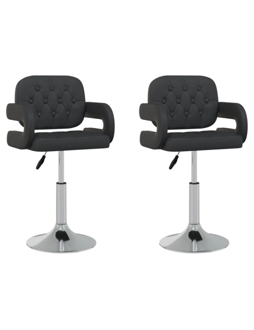 imagem de vidaXL Cadeiras de jantar giratórias 2 pcs couro artificial preto1