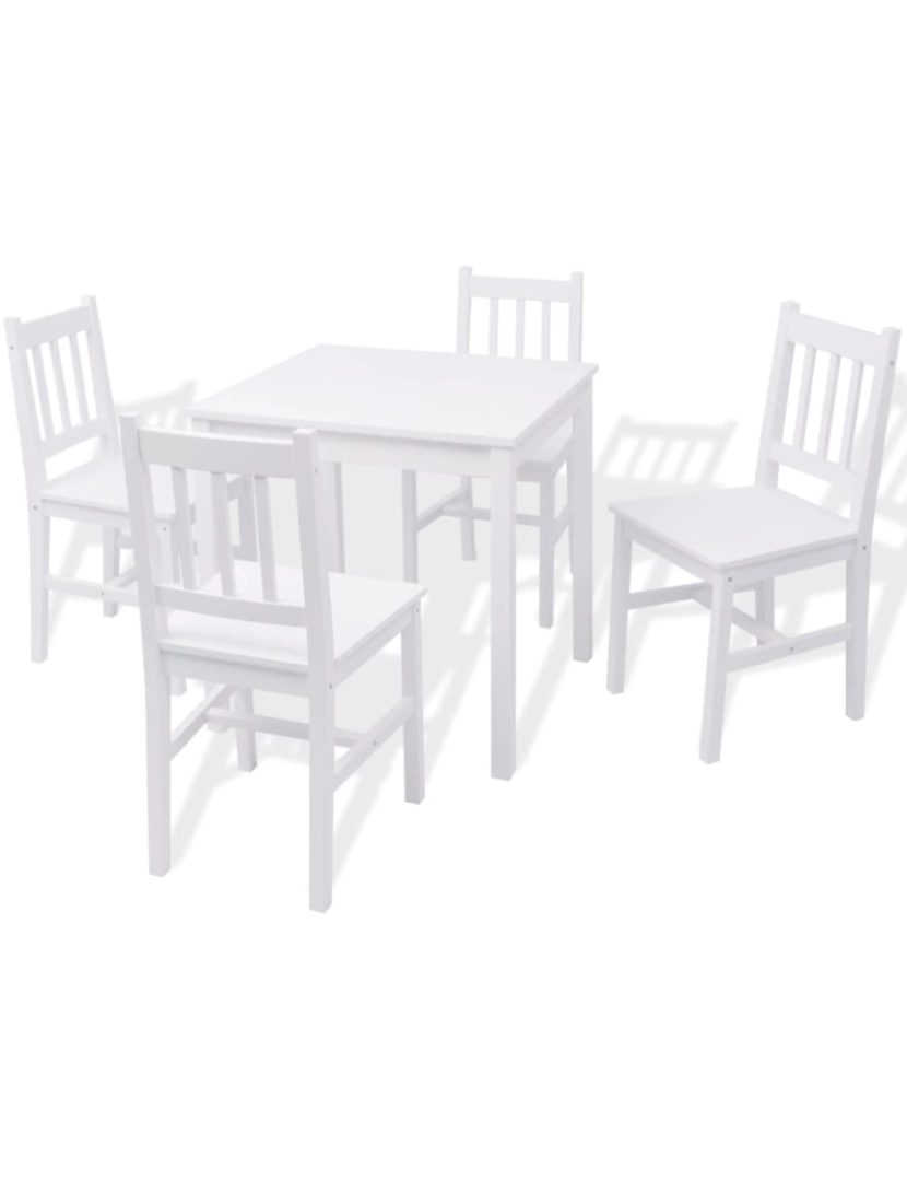 imagem de vidaXL Conjunto de jantar de 5 peças em pinho branco1