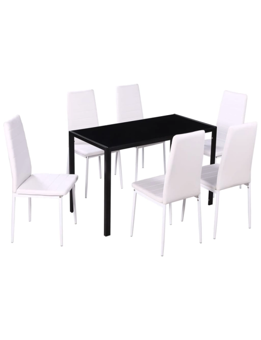 Vidaxl - vidaXL Conjunto mesa de jantar 7 pcs preto e branco