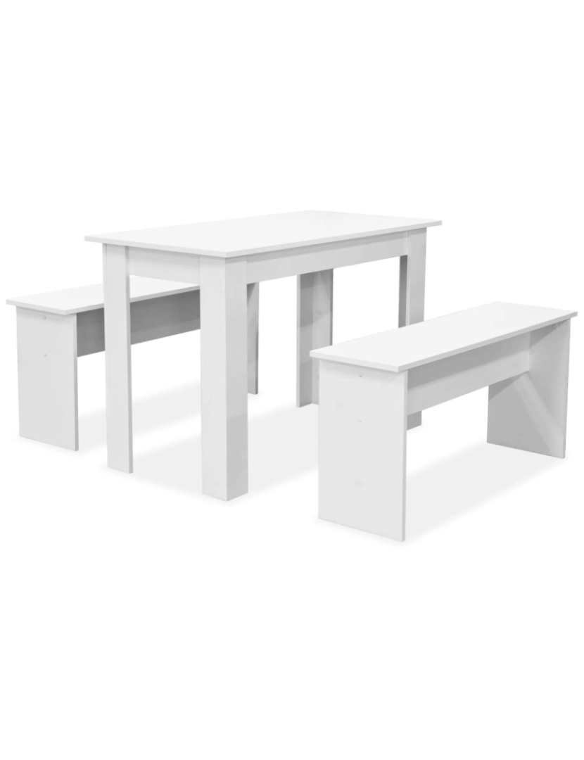 Vidaxl - vidaXL Mesa e bancos de jantar 3 pcs aglomerado branco