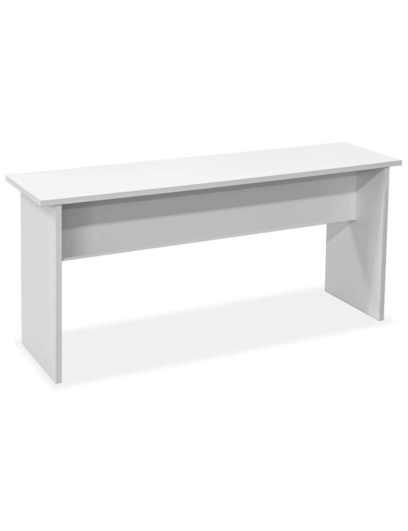 imagem de vidaXL Mesa e bancos de jantar 3 pcs aglomerado branco5