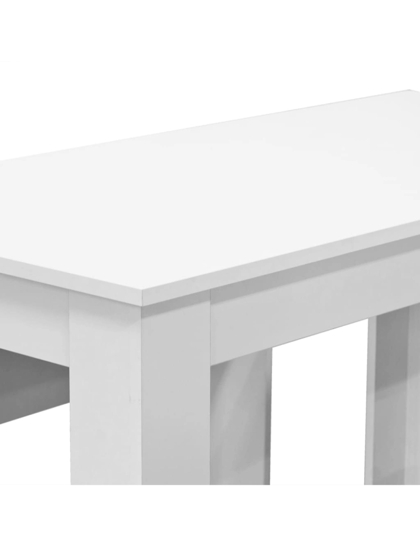 imagem de vidaXL Mesa e bancos de jantar 3 pcs aglomerado branco6