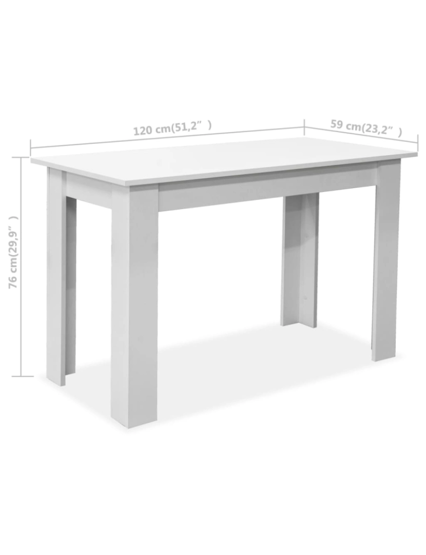 imagem de vidaXL Mesa e bancos de jantar 3 pcs aglomerado branco7