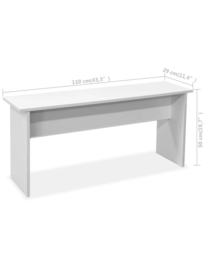 imagem de vidaXL Mesa e bancos de jantar 3 pcs aglomerado branco8