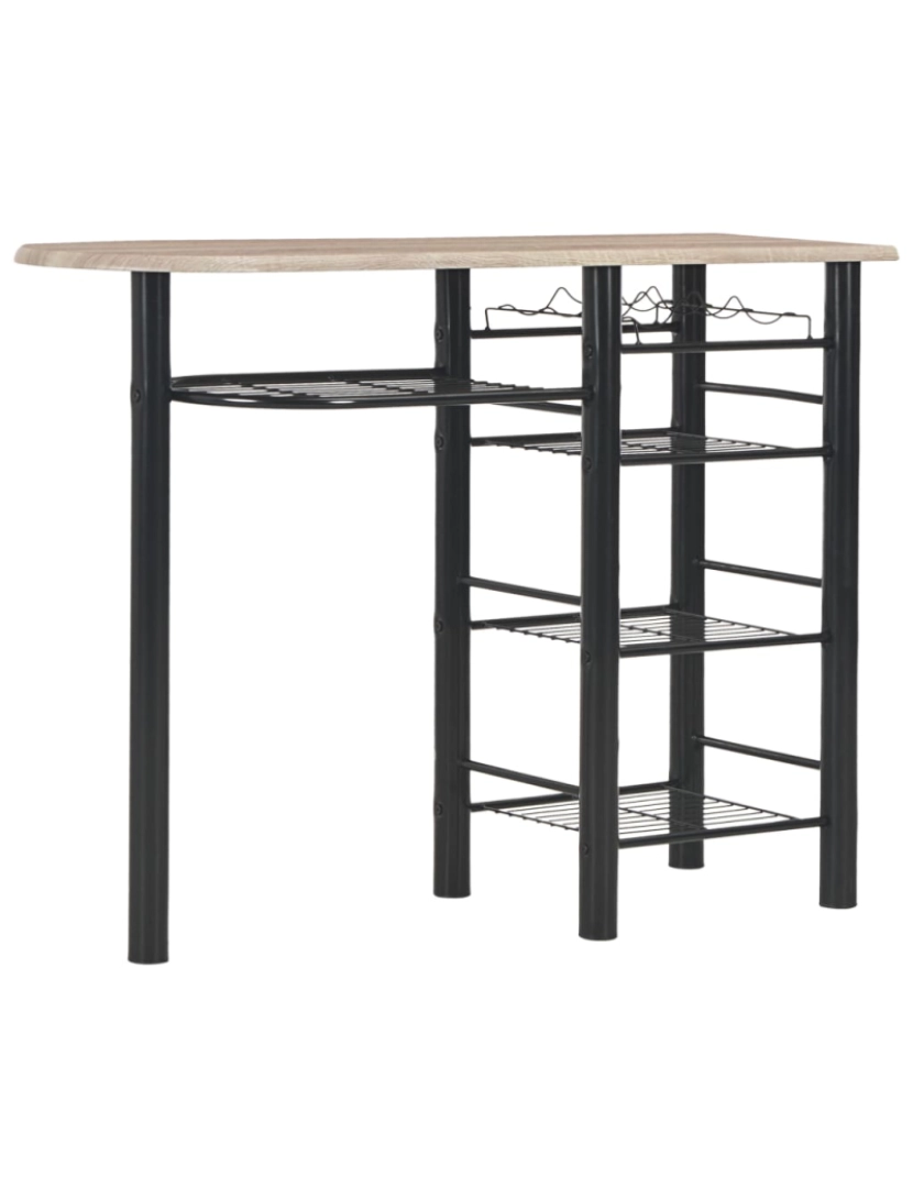 imagem de vidaXL 3 pcs conjunto de bar com prateleiras madeira e aço3