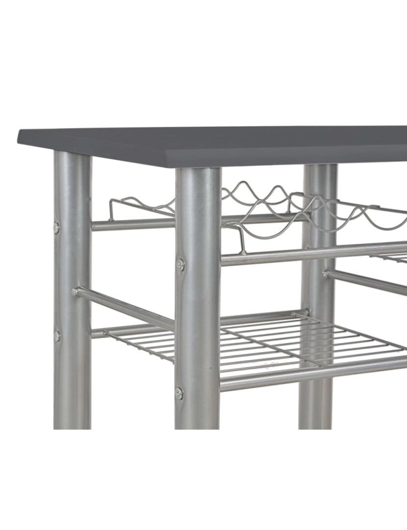 imagem de vidaXL 3 pcs conjunto de bar com prateleiras madeira e aço preto6