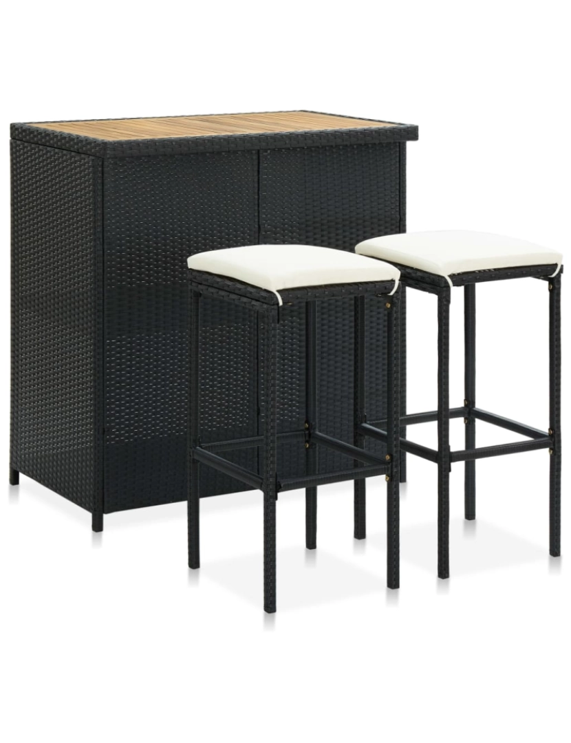 imagem de vidaXL 3 pcs conjunto de bar vime PE preto1