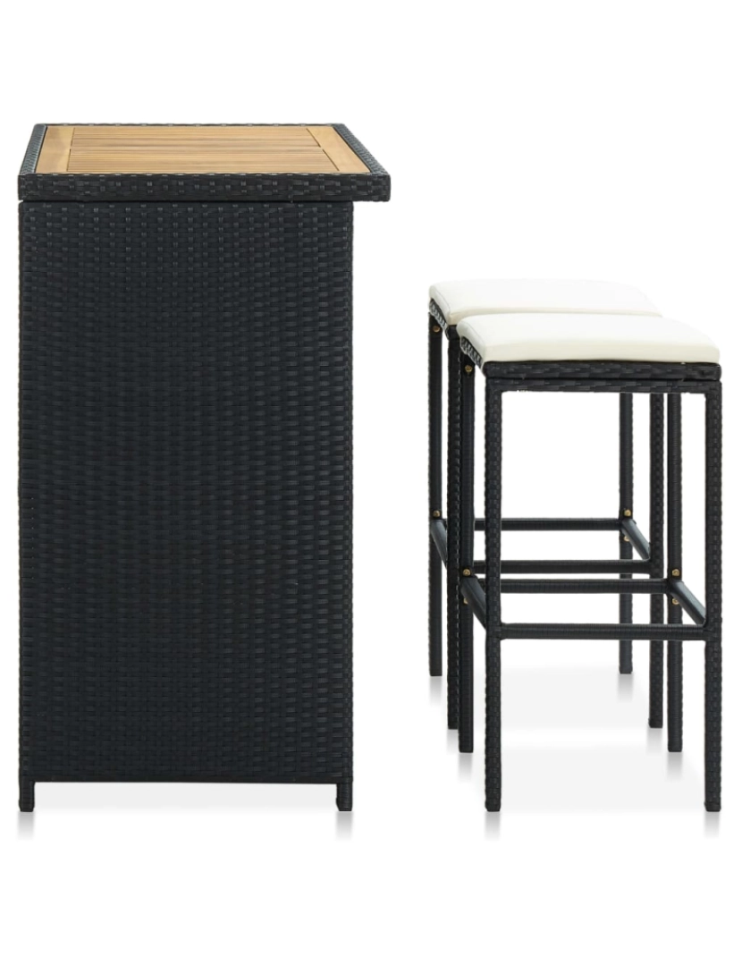 imagem de vidaXL 3 pcs conjunto de bar vime PE preto4