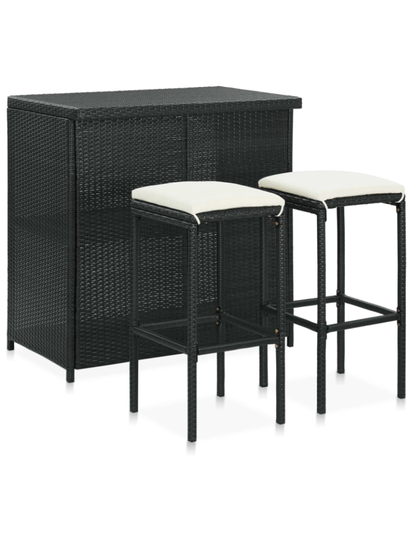 imagem de vidaXL 3 pcs conjunto de bar vime PE preto2