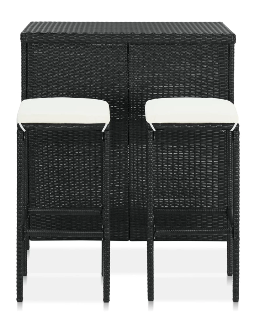 imagem de vidaXL 3 pcs conjunto de bar vime PE preto3