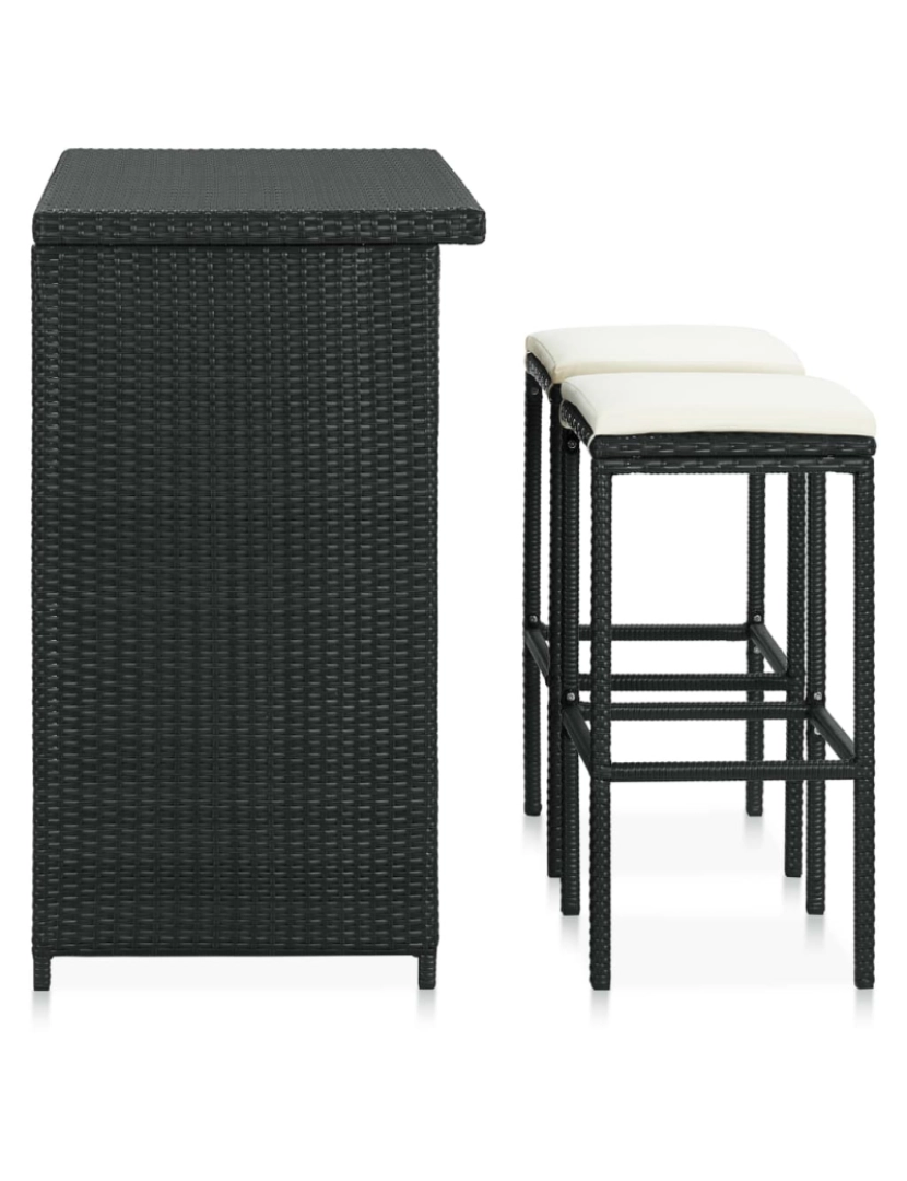 imagem de vidaXL 3 pcs conjunto de bar vime PE preto4