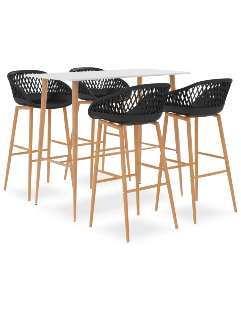 imagem de vidaXL 5 pcs conjunto de bar branco e preto1