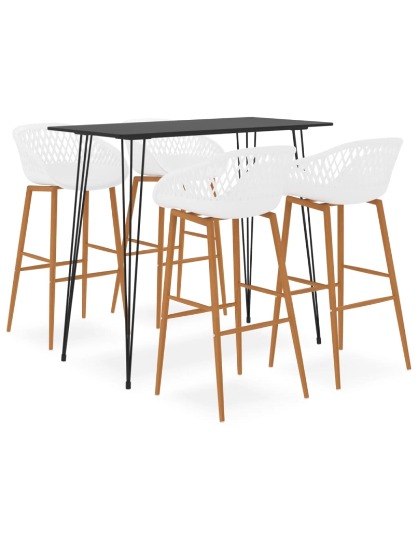 imagem de vidaXL 5 pcs conjunto de bar preto e branco1