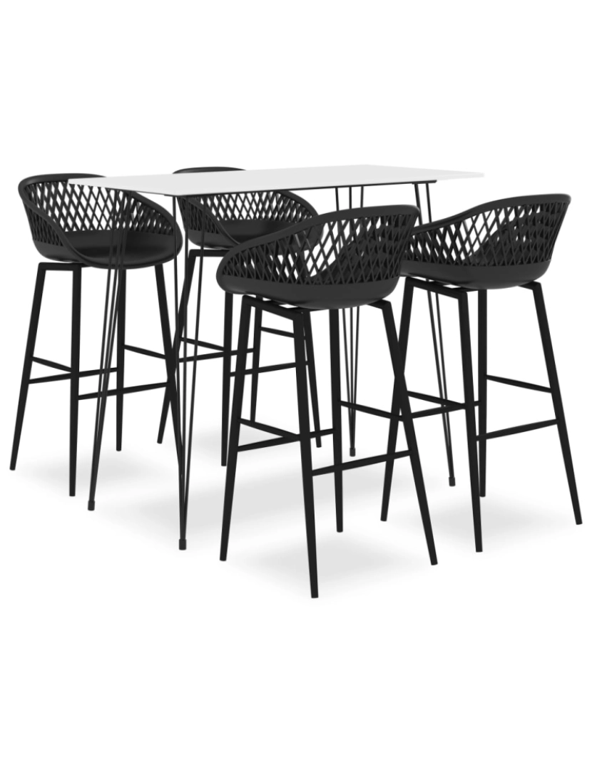 imagem de vidaXL 5 pcs conjunto de bar branco e preto1