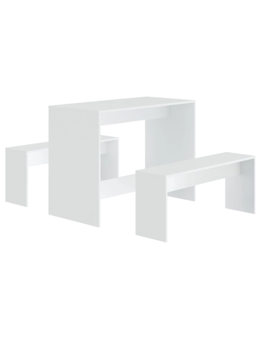 imagem de vidaXL 3 pcs conjunto de jantar contraplacado branco1