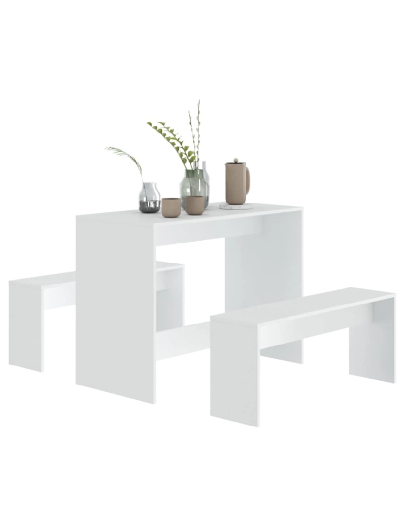 imagem de vidaXL 3 pcs conjunto de jantar contraplacado branco5