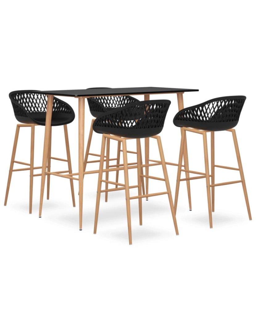 imagem de vidaXL 5 pcs conjunto de bar preto1