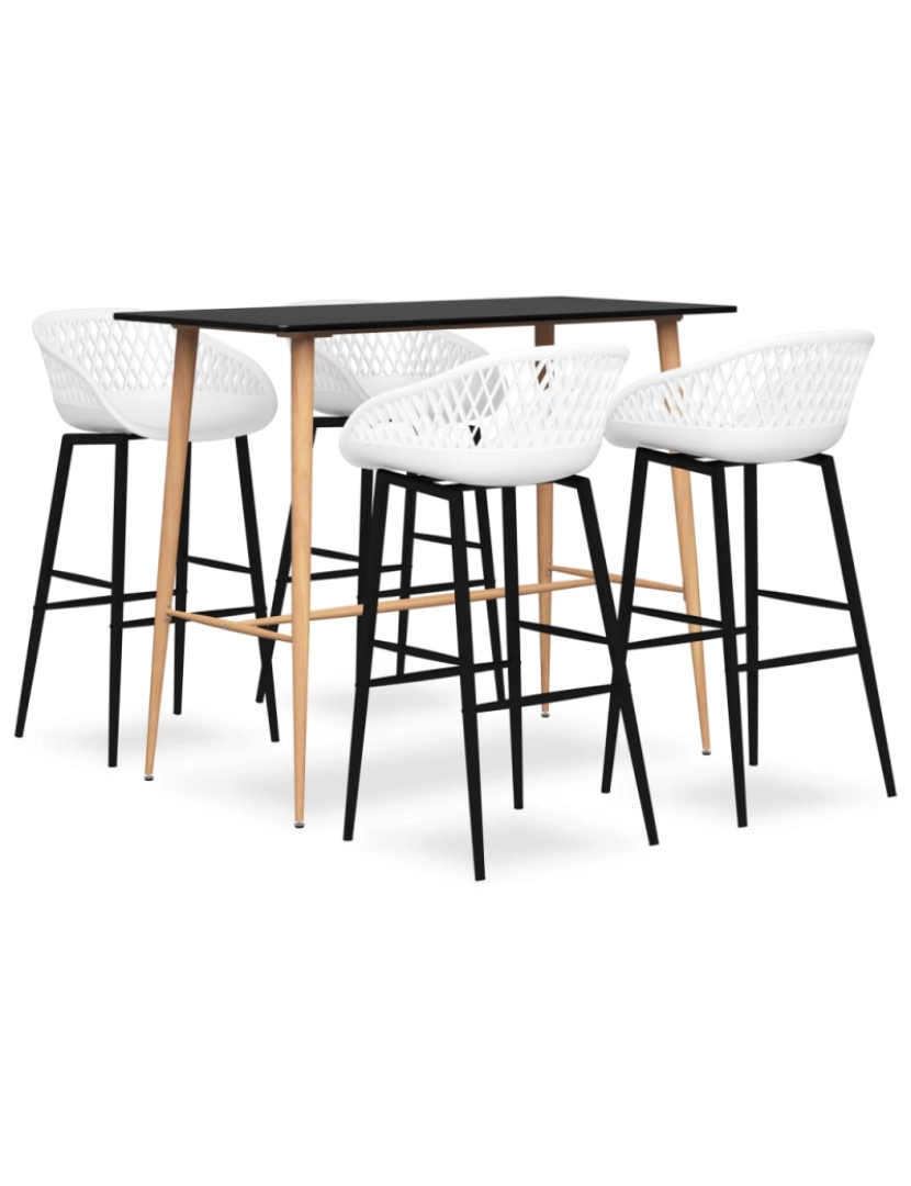 imagem de vidaXL 5 pcs conjunto de bar preto e branco1