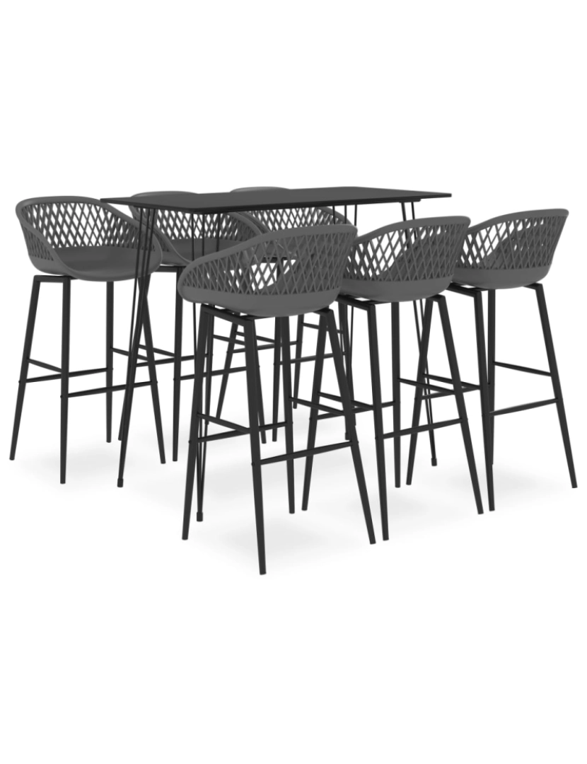 imagem de vidaXL 7 pcs conjunto de bar preto e cinzento1