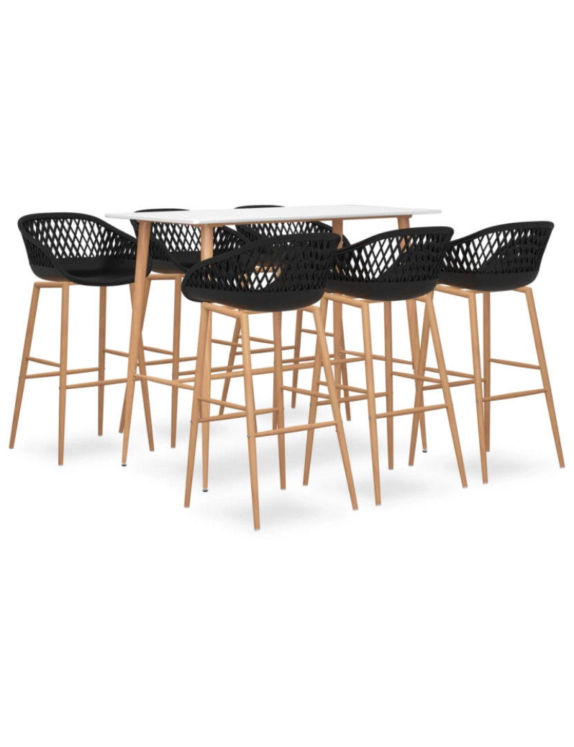 imagem de vidaXL 7 pcs conjunto de bar branco e preto1