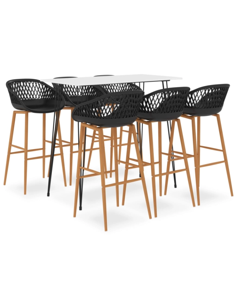 imagem de vidaXL 7 pcs conjunto de bar branco e preto1