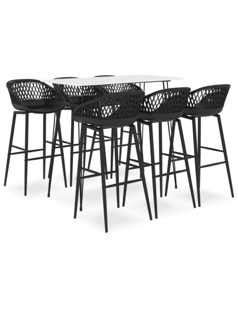 imagem de vidaXL 7 pcs conjunto de bar branco e preto1