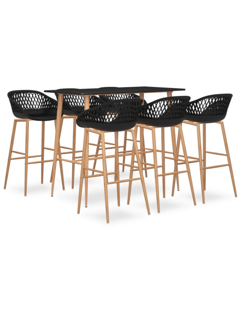 imagem de vidaXL 7 pcs conjunto de bar preto1