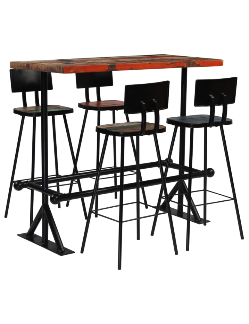 Vidaxl - vidaXL Conjunto de bar 5 pcs madeira recuperada maciça multicor