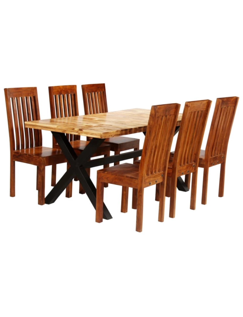 imagem de vidaXL Conjunto mesa de jantar 7 pcs madeira mangueira e acácia maciça1