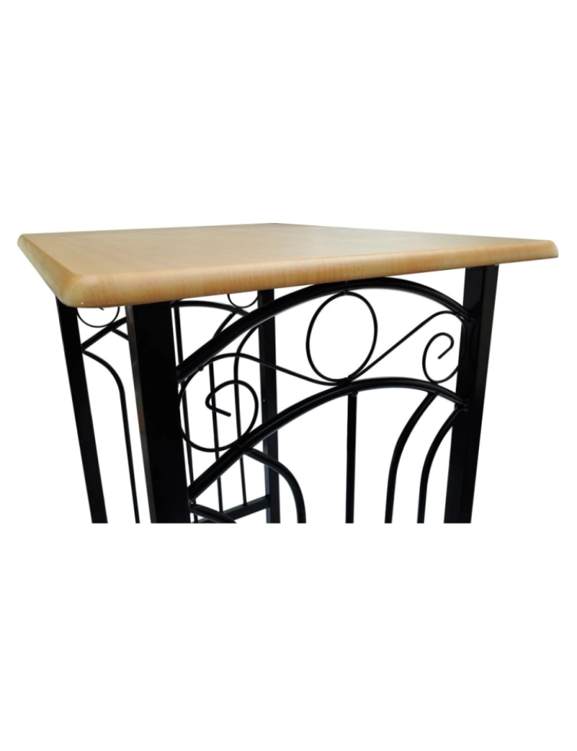 imagem de vidaXL Conjunto de jantar com mesa madeira bronze e aço preto5