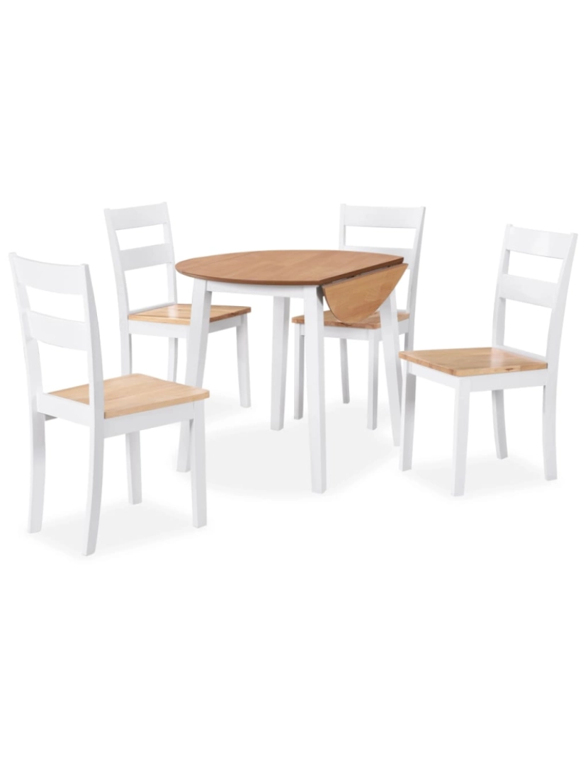 Vidaxl - vidaXL Conjunto de jantar 5 pcs MDF e seringueira branco