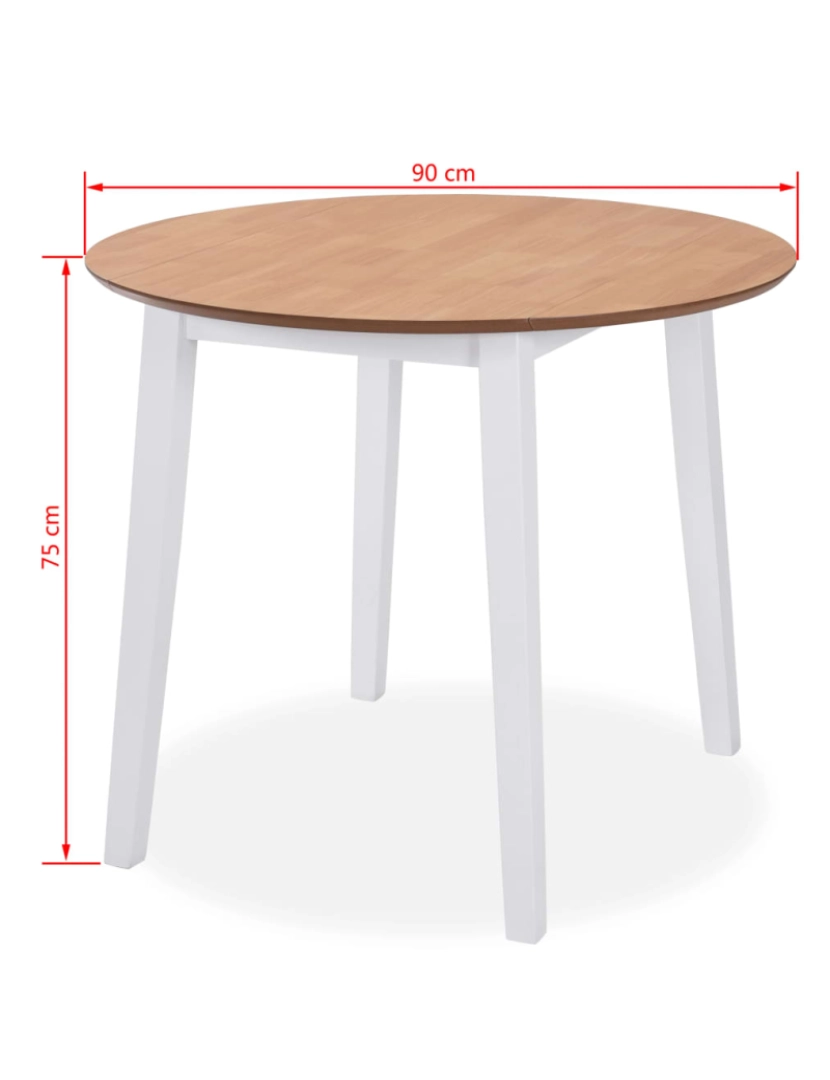 imagem de vidaXL Conjunto de jantar 5 pcs MDF e seringueira branco8