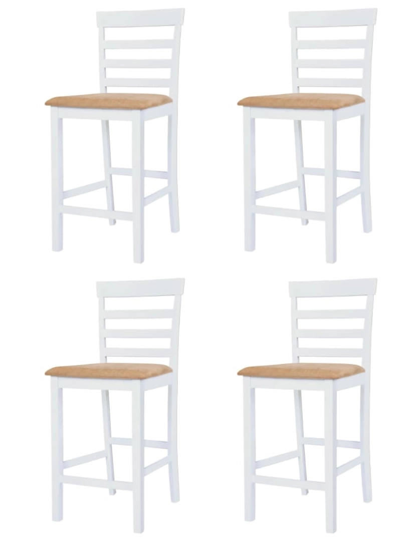 imagem de vidaXL Mesa e cadeiras de bar 5 pcs madeira maciça castanho e branco6