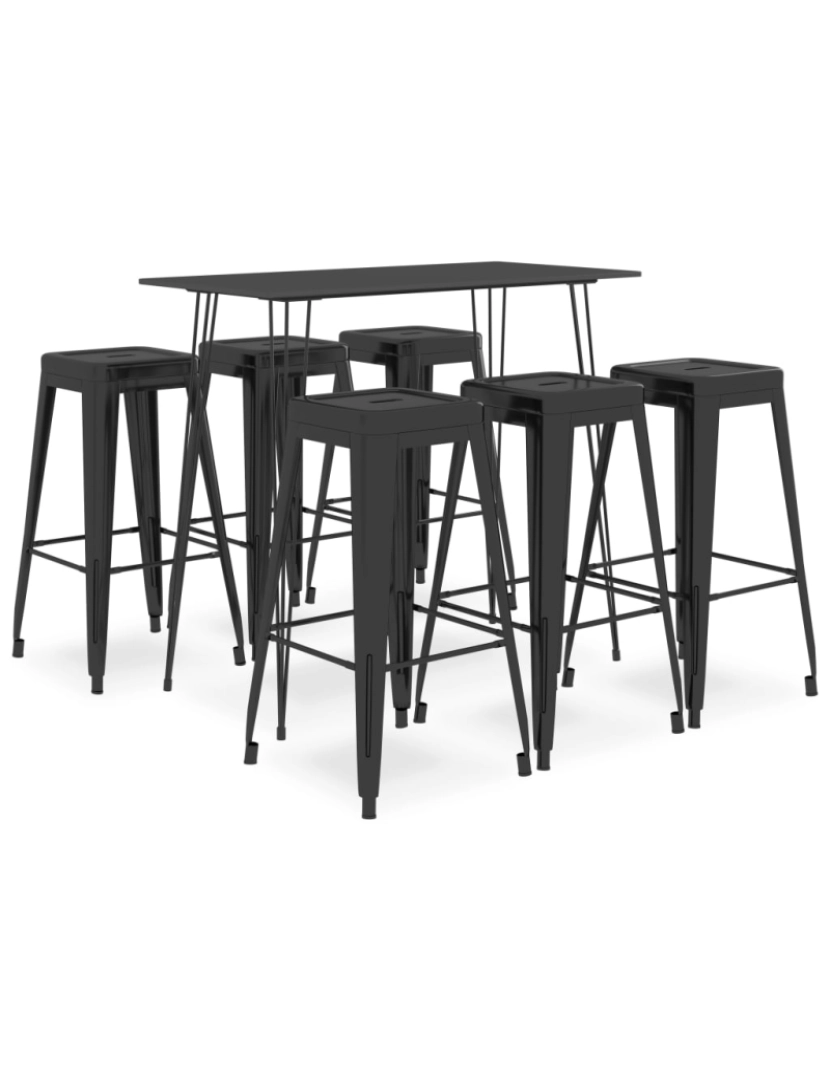 imagem de vidaXL 7 pcs conjunto de bar preto1