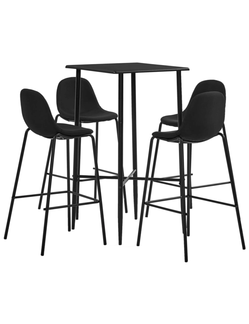 imagem de vidaXL 5 pcs conjunto de bar tecido preto1