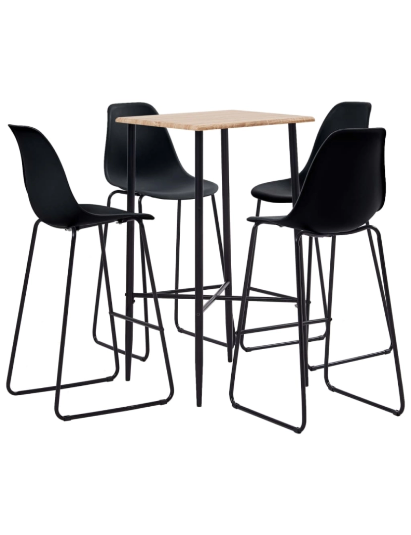 imagem de vidaXL 5 pcs conjunto de bar plástico preto1