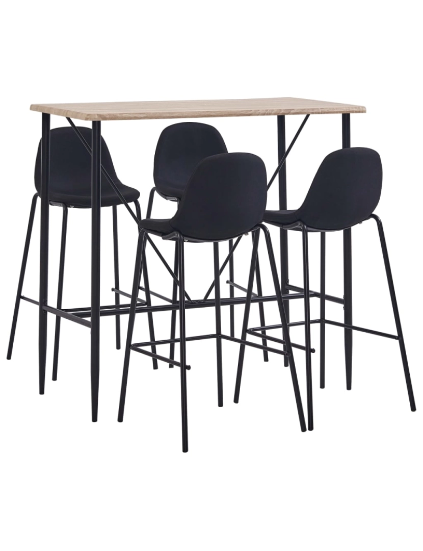 imagem de vidaXL 5 pcs conjunto de bar tecido preto1