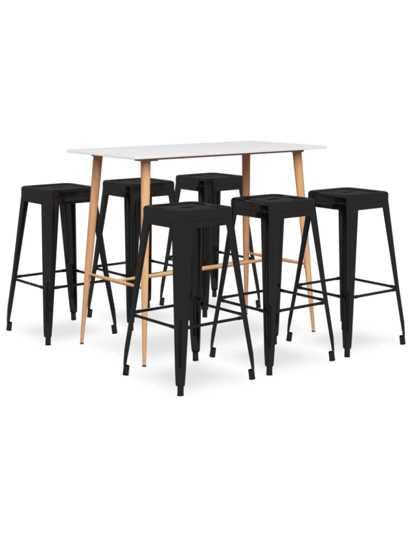 imagem de vidaXL 7 pcs conjunto de bar branco e preto1