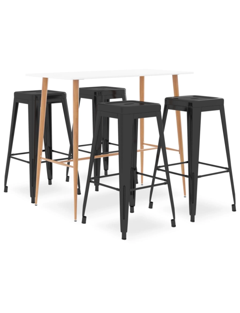 imagem de vidaXL 5 pcs conjunto de bar branco e preto2