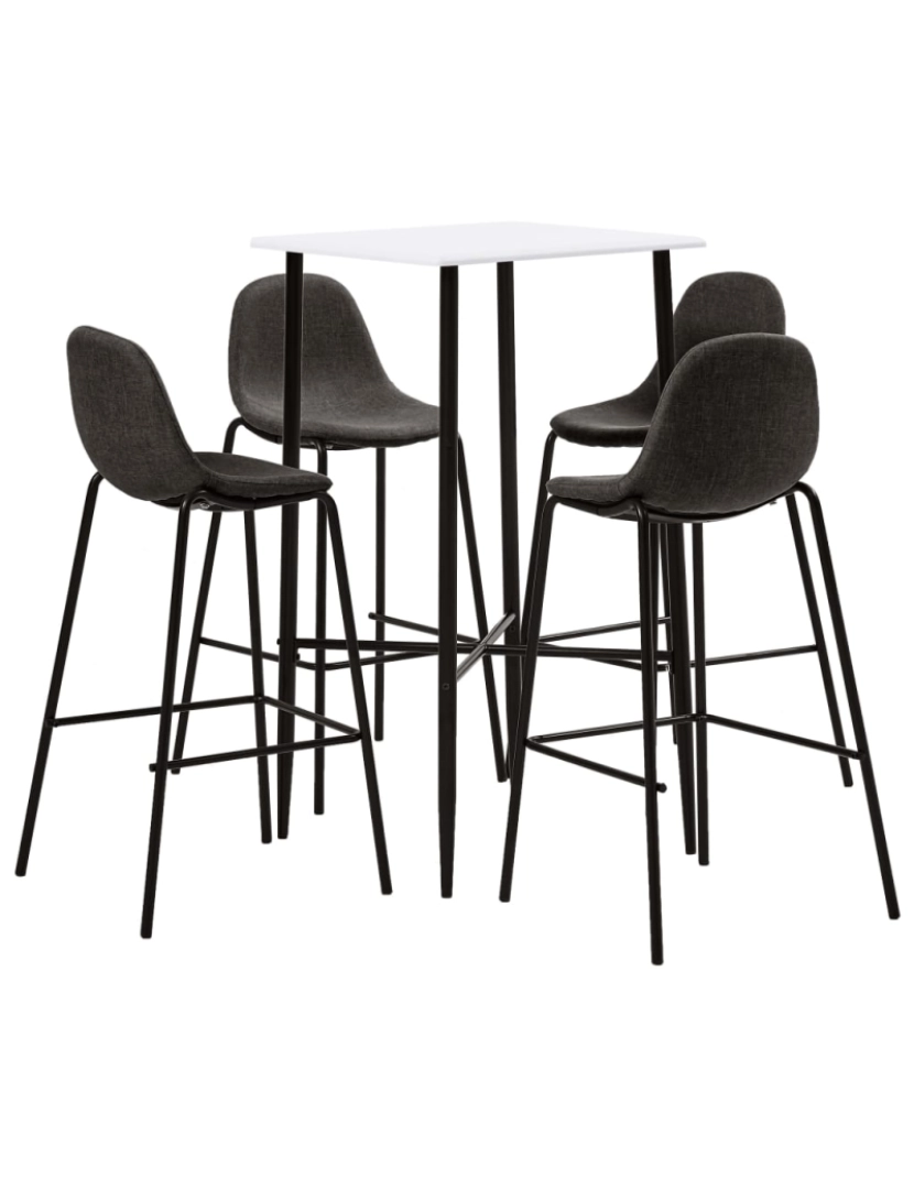 imagem de vidaXL 5 pcs conjunto de bar tecido cinzento-escuro2