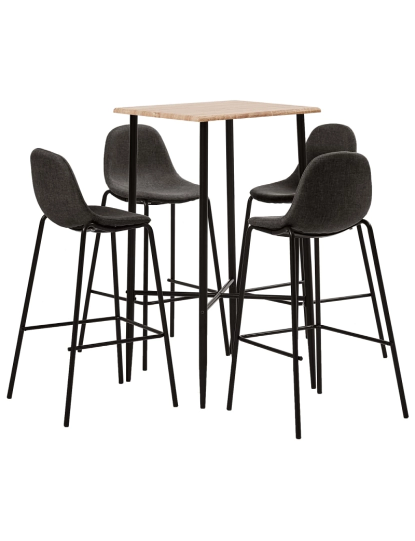 imagem de vidaXL 5 pcs conjunto de bar tecido cinzento-escuro1