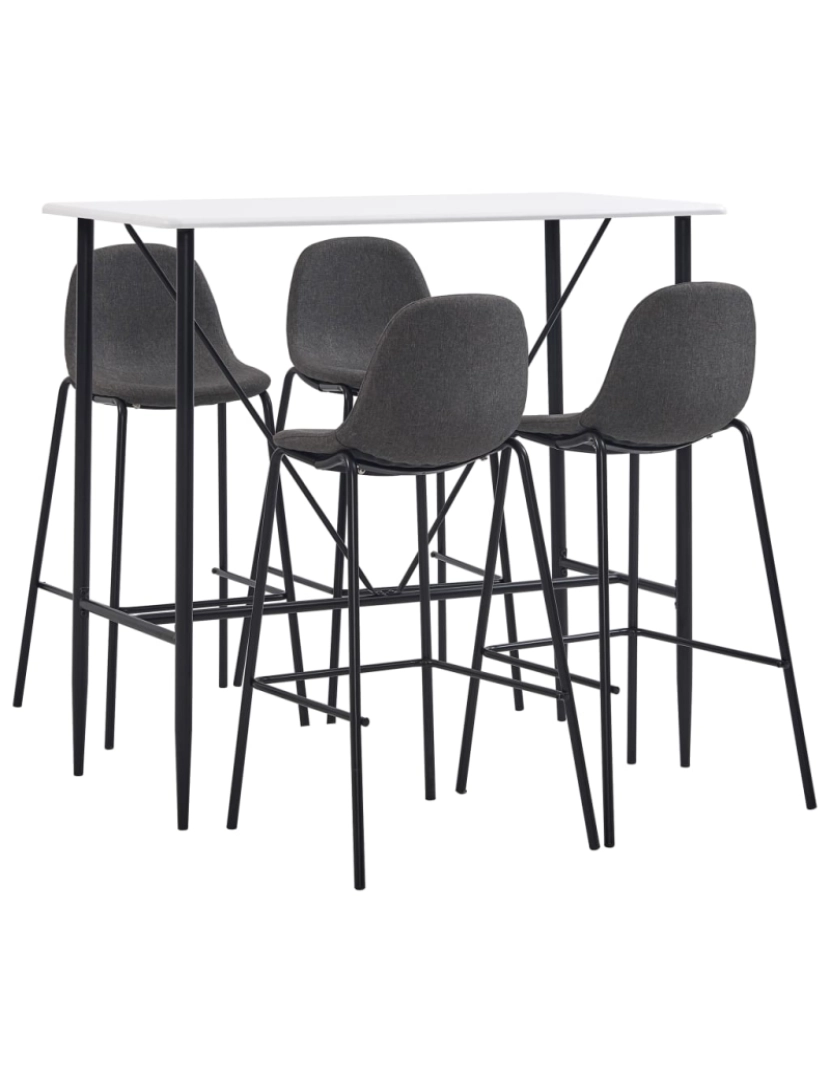 imagem de vidaXL 5 pcs conjunto de bar tecido cinzento-escuro1