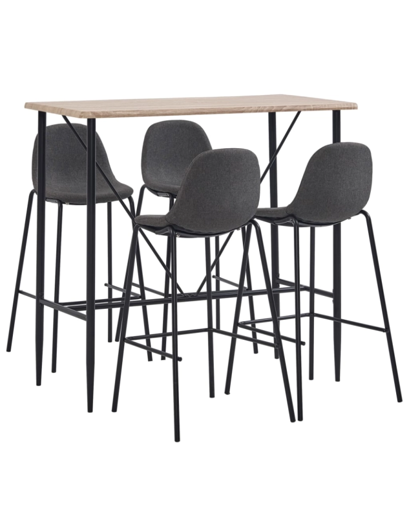 imagem de vidaXL 5 pcs conjunto de bar tecido cinzento-escuro1