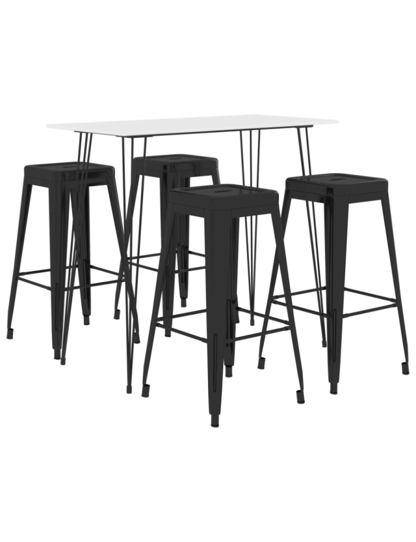 imagem de vidaXL 5 pcs conjunto de bar branco e preto1