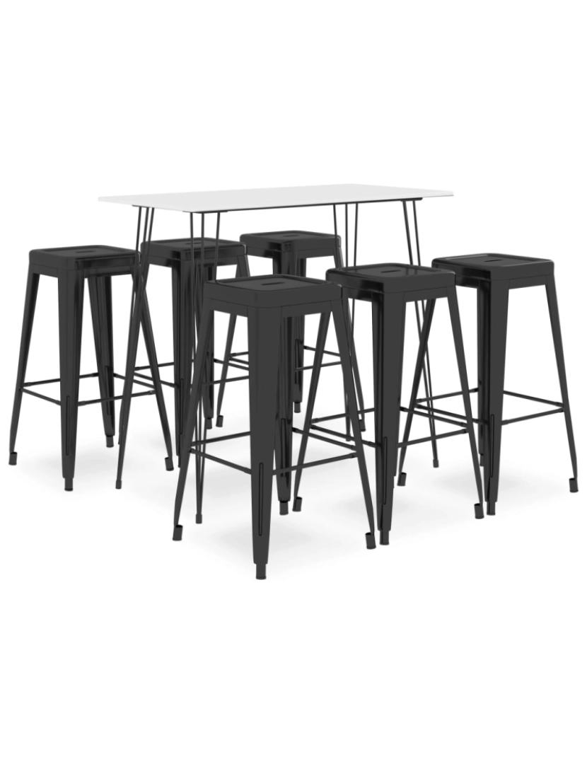 imagem de vidaXL 7 pcs conjunto de bar branco e preto1