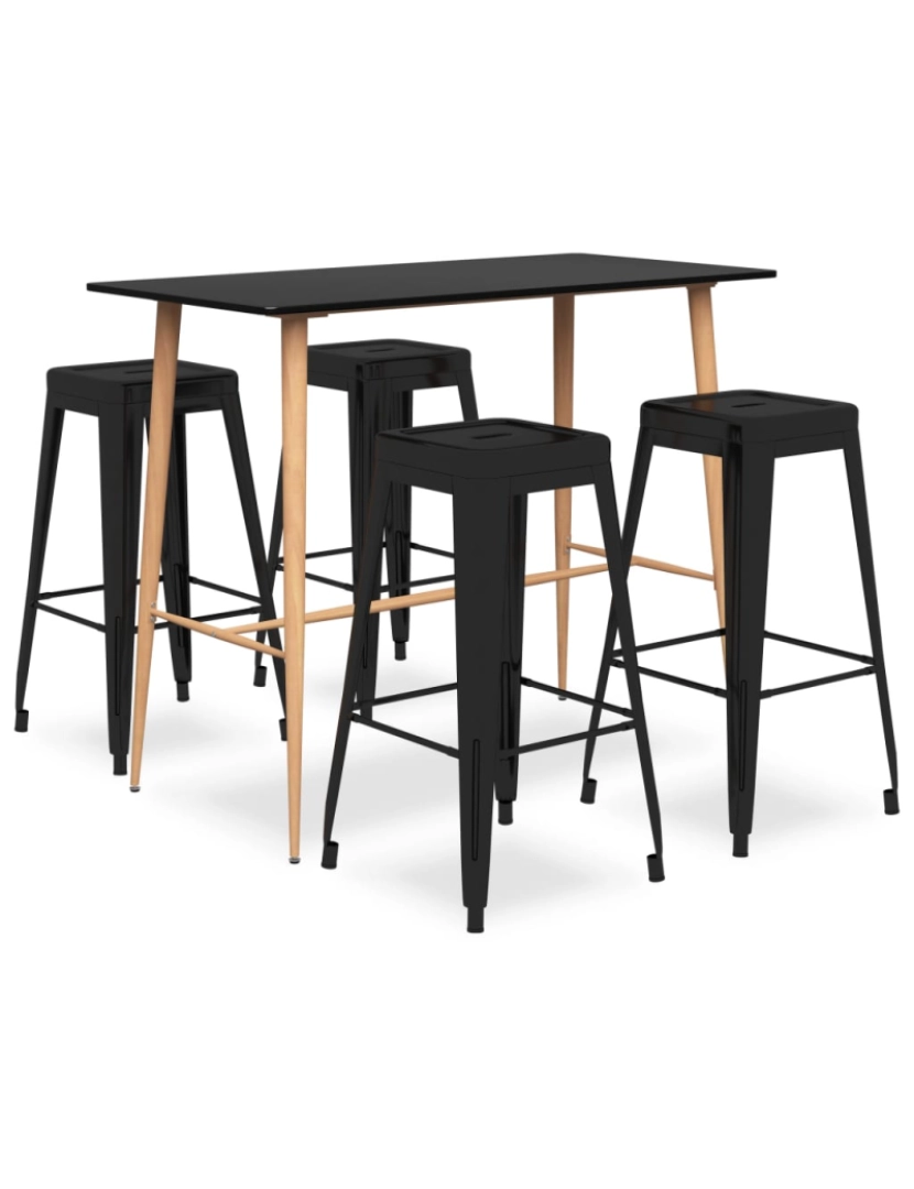 imagem de vidaXL 5 pcs conjunto de bar preto1