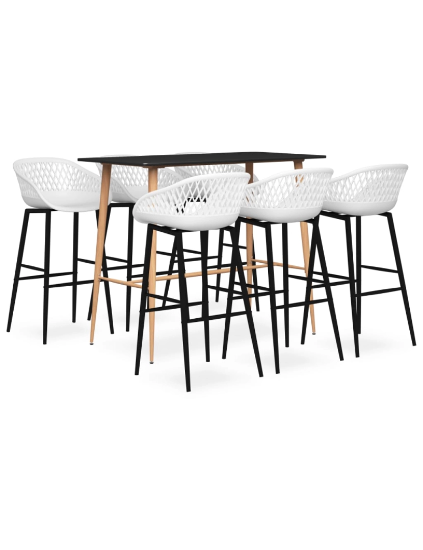 Vidaxl - vidaXL 7 pcs conjunto de bar preto e branco