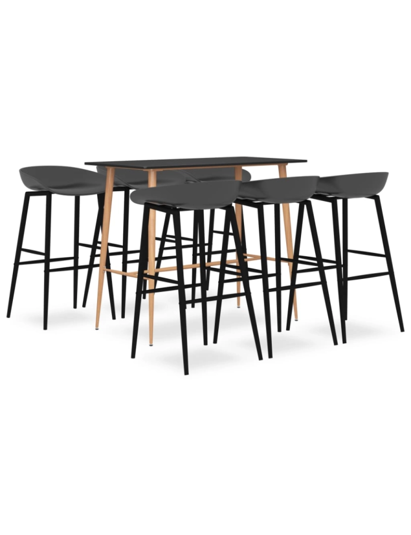 imagem de vidaXL 7 pcs conjunto de bar preto e cinzento2