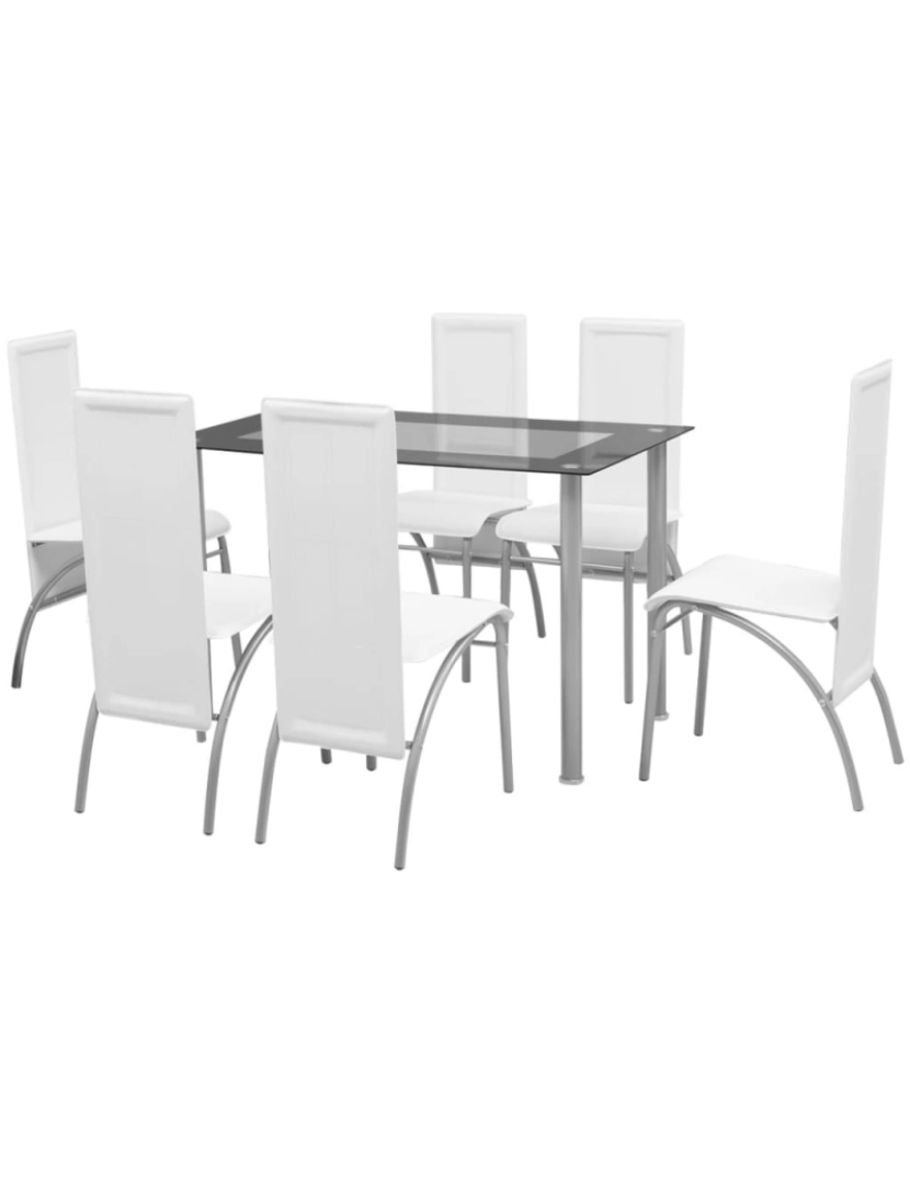 imagem de vidaXL Conjunto de jantar 7 pcs branco2