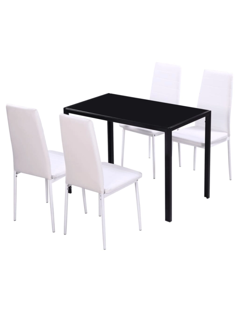 imagem de vidaXL Conjunto mesa de jantar 5 pcs preto e branco1